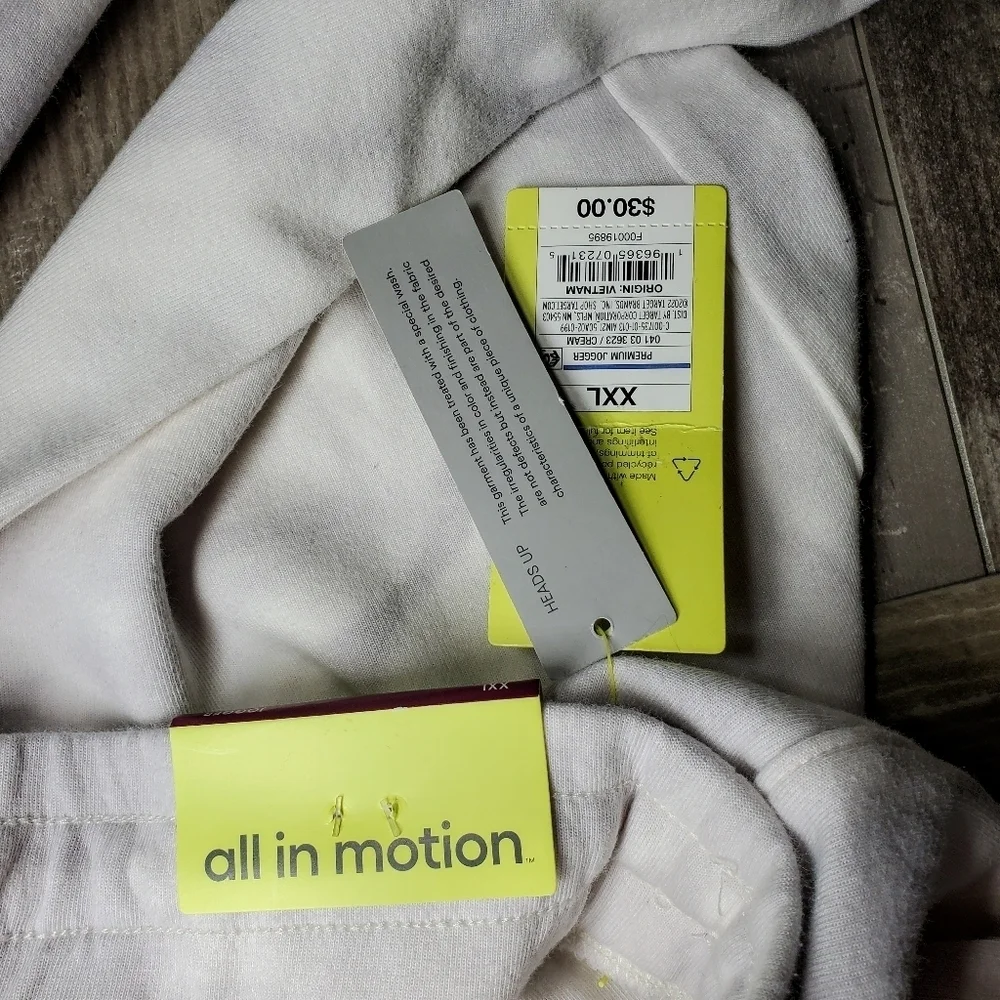 NWT All in Motion Men's French Terry Premium Joggers Size XXL Gray Tie-Dye